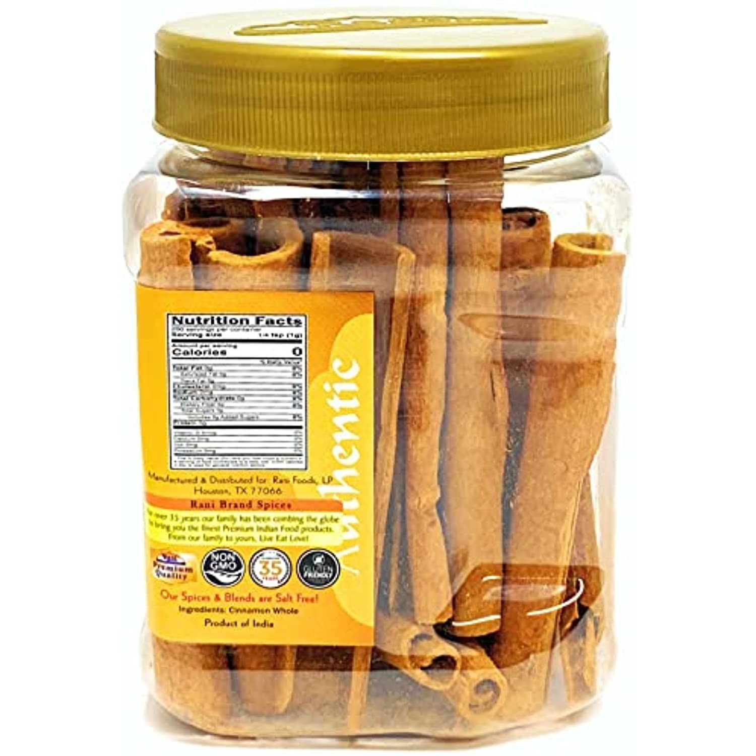 Rani Cinnamon Sticks 7oz (200g) ~ 22-26 Sticks, 3 Inches in Length, Cassia Round, PET Jar ~ All Natural | Vegan | No Colors | Gluten Friendly | NON-GMO