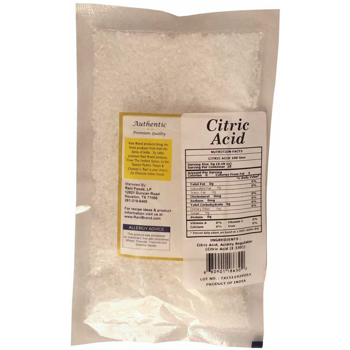 Rani Citric Acid (Limbu ka ful) 100gm (3.5oz)