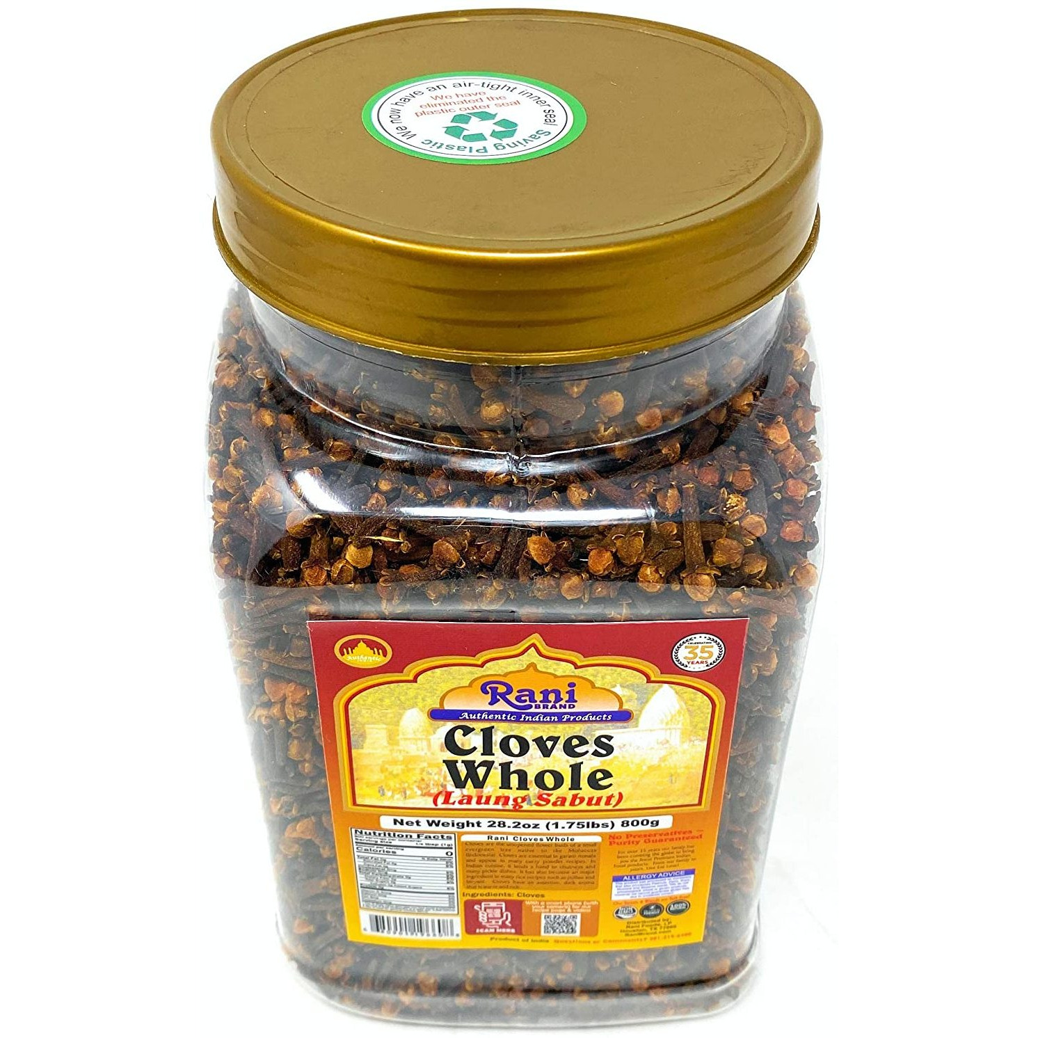 Rani Cloves Whole (Laung) 28oz (800g) Great for Food, Tea, Pomander Balls and Potpourri, Hand Selected, Spice ~ Bulk, PET Jar, All Natural | NON-GMO | Vegan | Gluten Friendly | Indian Origin