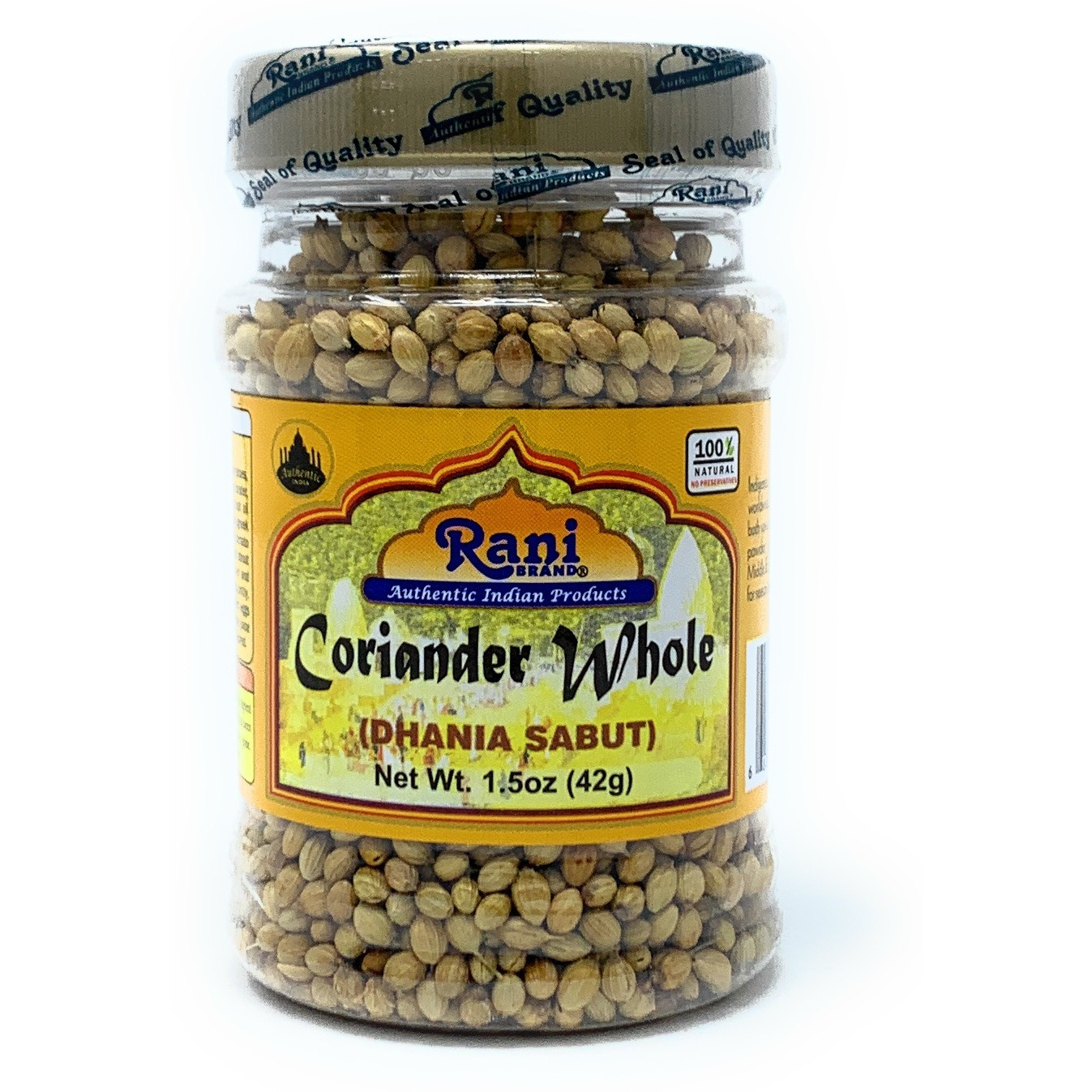 Rani Coriander (Dhania) Seeds Whole, Indian Spice 1.5oz (42g) ~ All Natural | Gluten Friendly | NON-GMO | Vegan | Indian Origin
