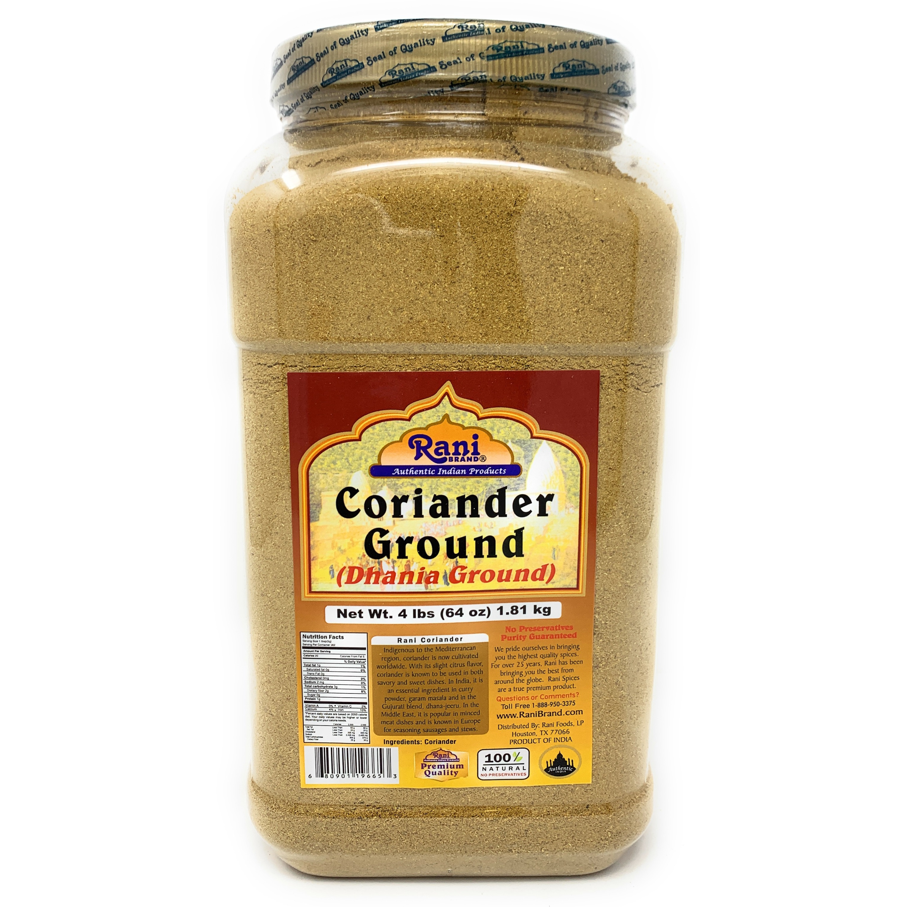 Rani Coriander Ground Powder (Indian Dhania) Spice 4lbs (64oz) Bulk ~ All Natural, Salt-Free | Vegan | No Colors | Gluten Free Ingredients | NON-GMO | Indian Origin