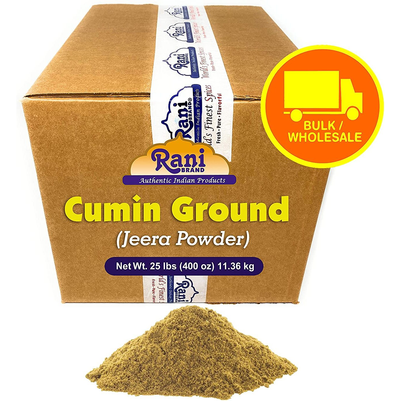 Rani Cumin Powder Spice (Jeera) 25 Pound (400 Ounce) 11.36kg ~ Bulk Box ~ All Natural, Salt-Free | Vegan | No Colors | Gluten Friendly | NON-GMO | Indian Origin