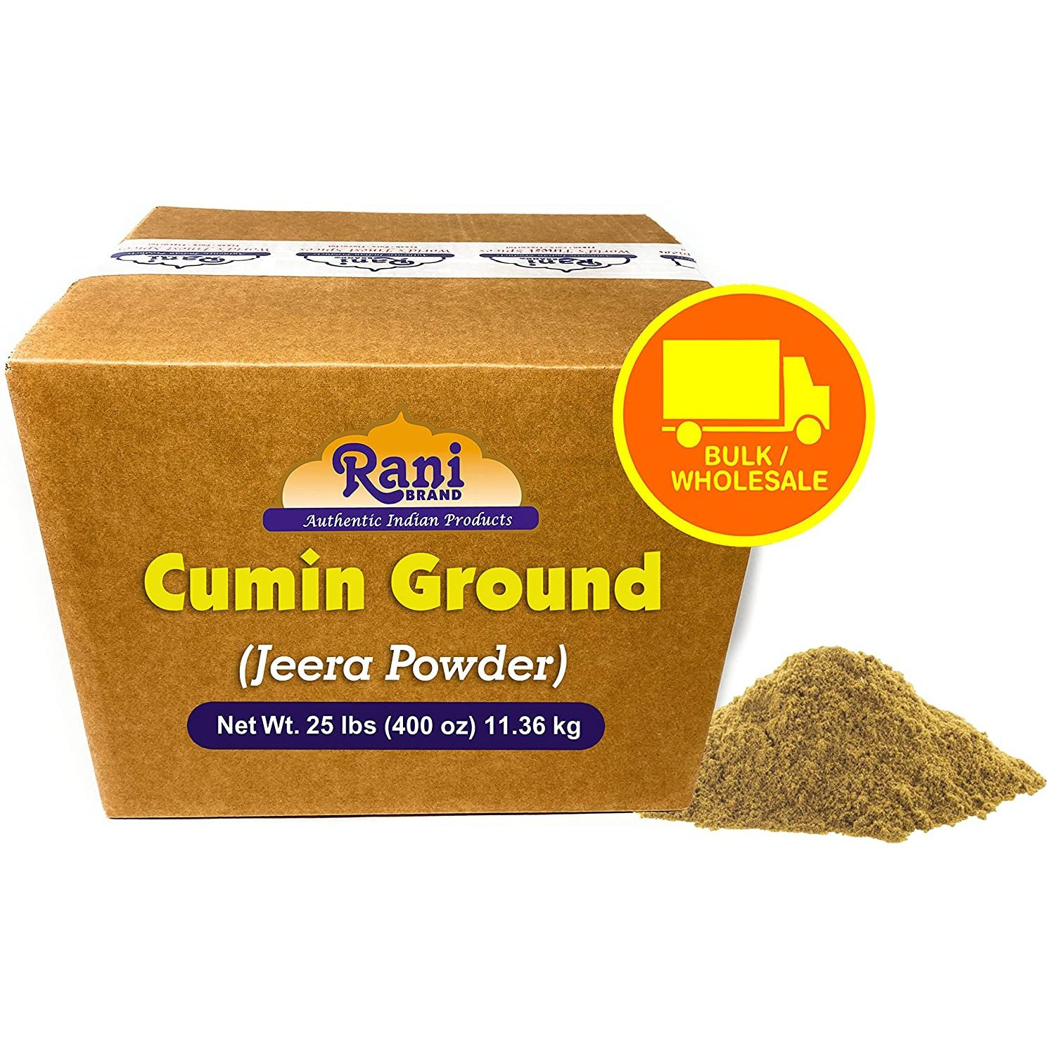 Rani Cumin Powder Spice (Jeera) 25 Pound (400 Ounce) 11.36kg ~ Bulk Box ~ All Natural, Salt-Free | Vegan | No Colors | Gluten Friendly | NON-GMO | Indian Origin