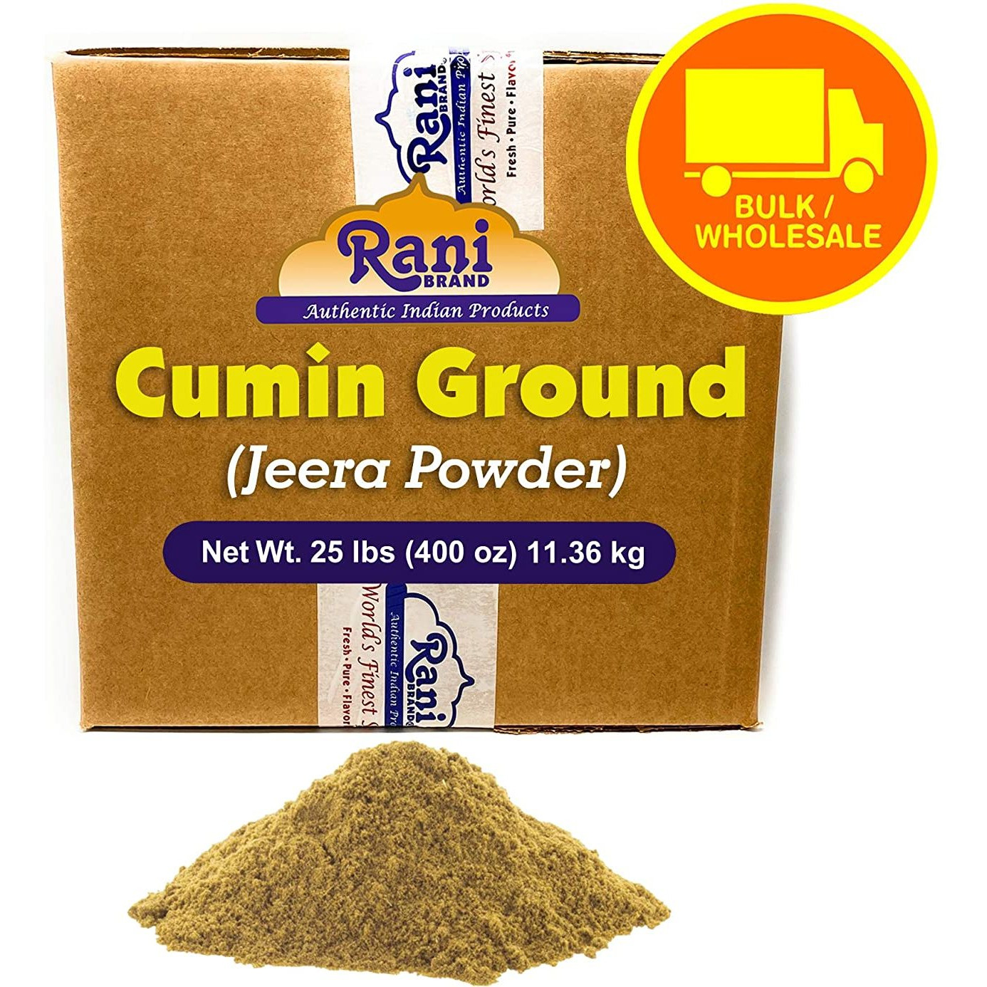 Rani Cumin Powder Spice (Jeera) 25 Pound (400 Ounce) 11.36kg ~ Bulk Box ~ All Natural, Salt-Free | Vegan | No Colors | Gluten Friendly | NON-GMO | Indian Origin