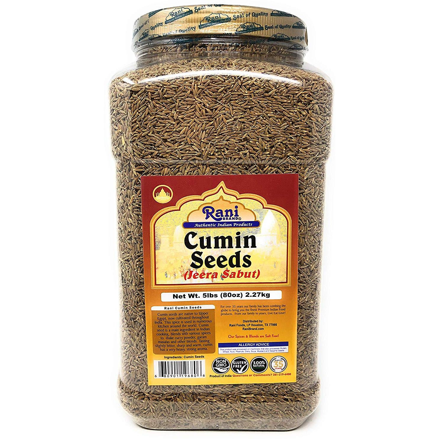 Rani Cumin Seeds (Jeera) 5lbs (2.27kg) Jar