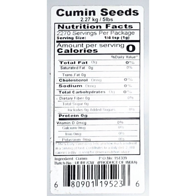 Rani Cumin Seeds 5lbs (2.27kg) Bag  ~ Bulk