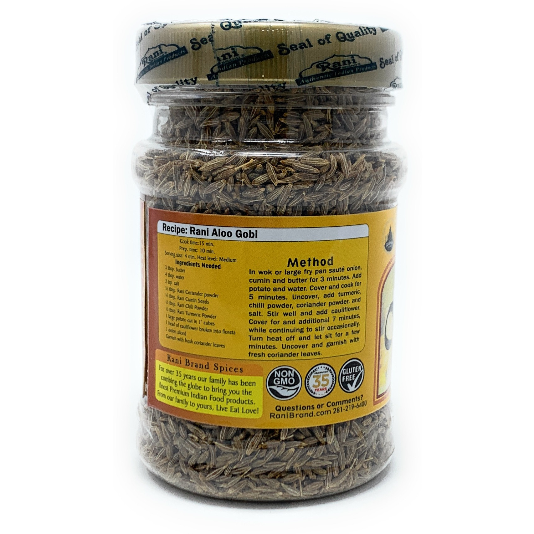 Rani Cumin Seeds Whole (Jeera) Spice 3oz (85g) PET Jar ~ All Natural, Gluten Free Ingredients | NON-GMO | Vegan | Indian Origin