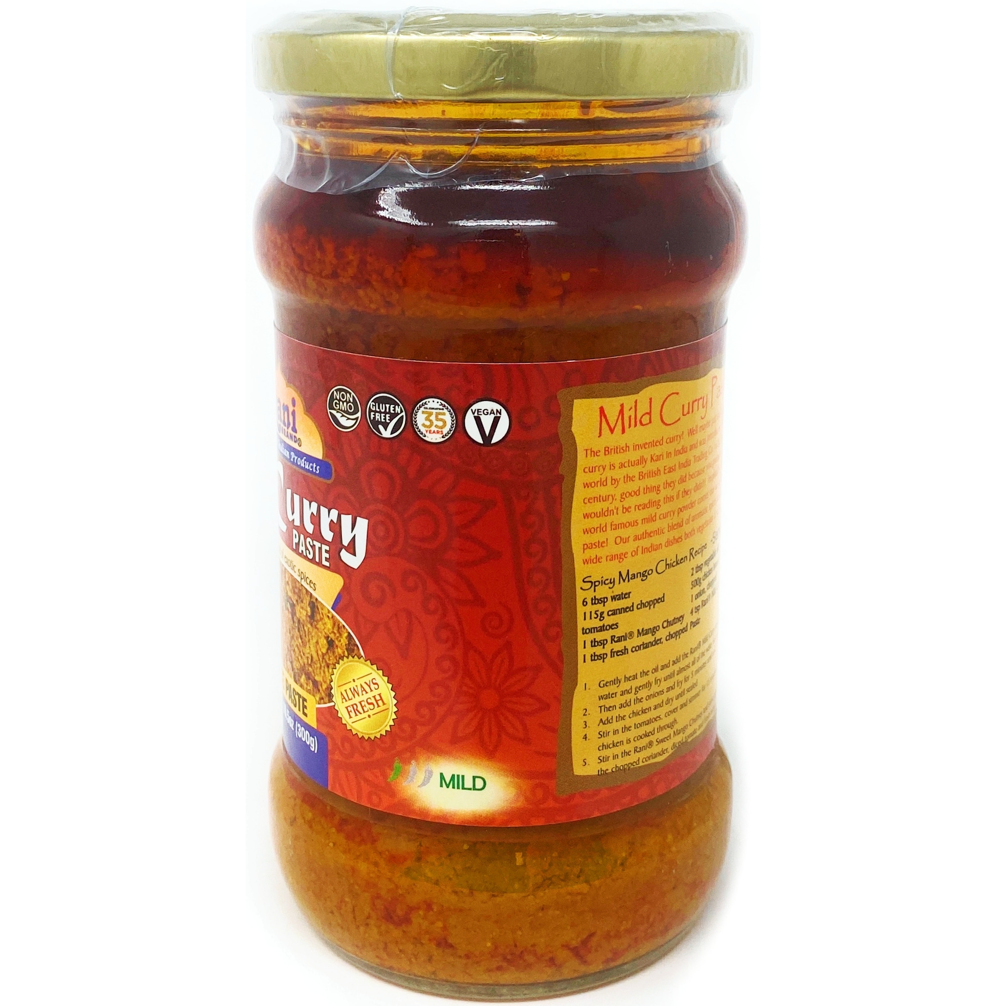Rani Curry Paste MILD (Spice Paste), 10.5oz (300g) Glass Jar ~ No Colors | All Natural NON-GMO | Vegan | Gluten Free | Indian Origin