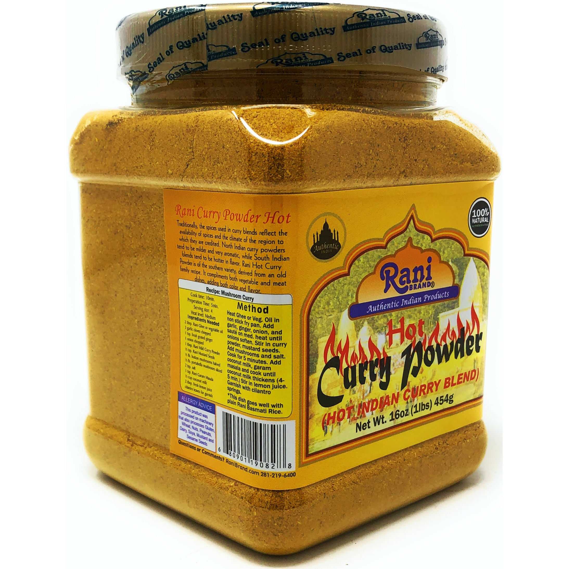 Rani Curry Powder Hot Natural 11-Spice Blend 1lb (16oz) ~ Salt Free | Vegan | Gluten Free Ingredients | NON-GMO