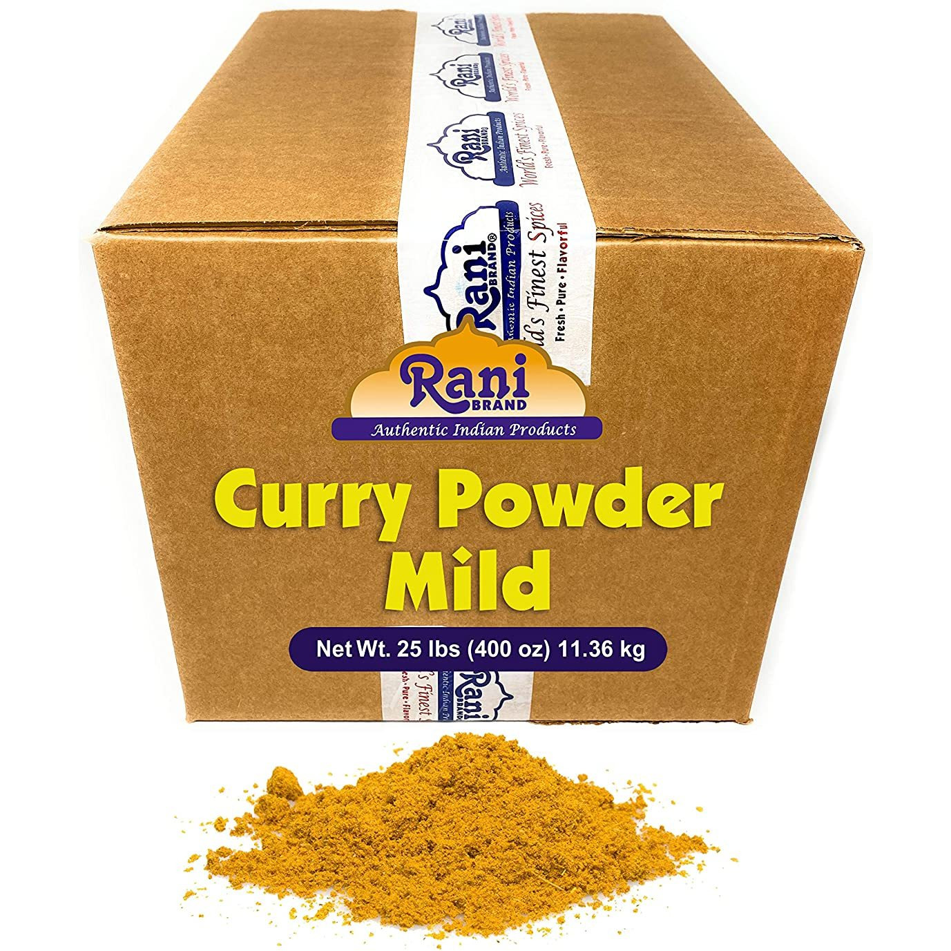 Rani Curry Powder Mild Natural 10-Spice Blend 25 Pound (400 Ounce) 11.36kg ~ Bulk Box ~ Salt Free | Vegan | No Colors | Gluten Friendly | NON-GMO | NO Chili or Peppers