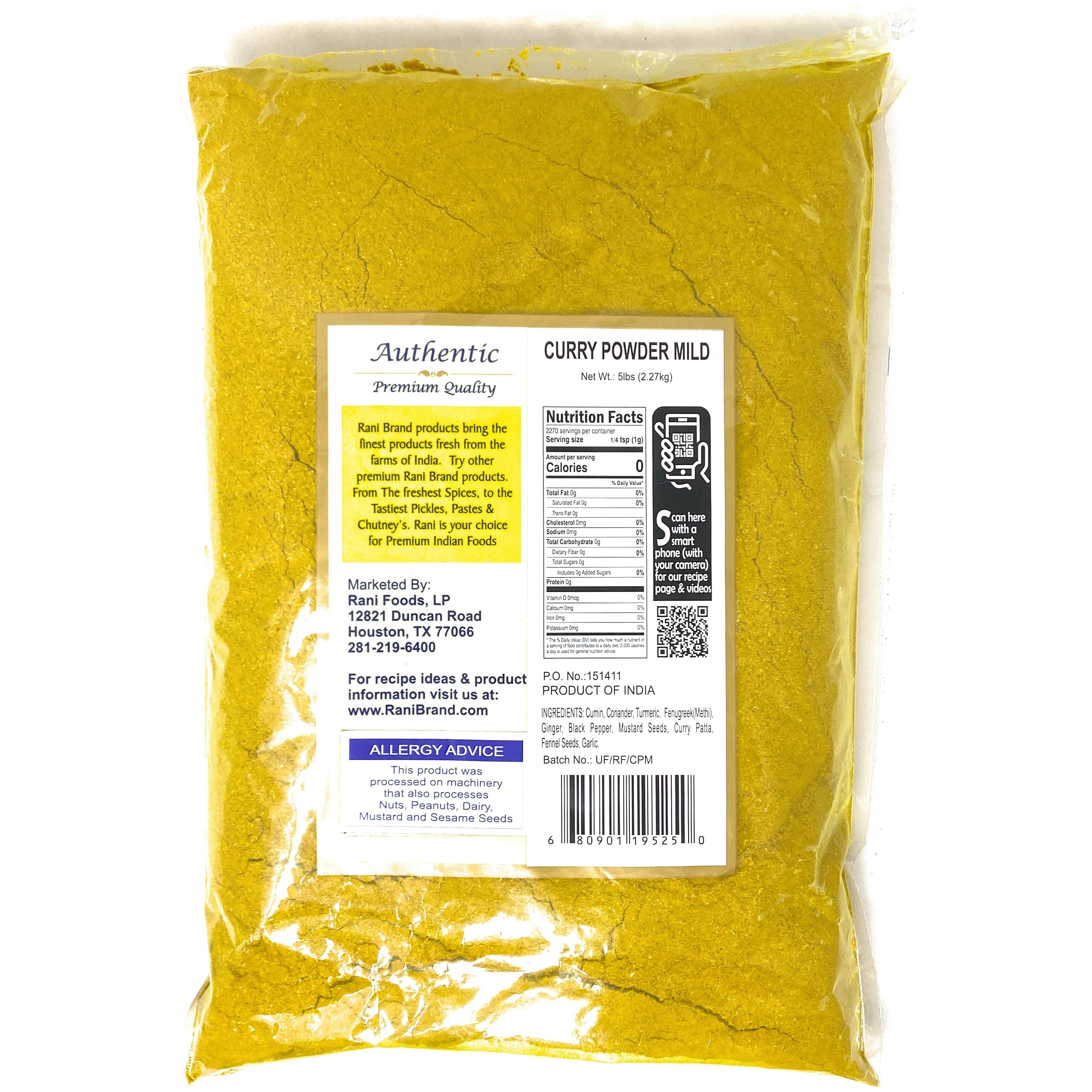 Rani Curry Powder Mild Natural 10-Spice Blend 80oz (5lbs) 2.27kg Bulk ~ Salt Free | Vegan | No Colors | Gluten Friendly | NON-GMO | NO Chili or Peppers