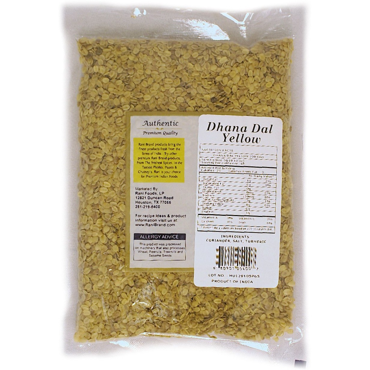 Rani Dhana Dal (Roasted Coriander Seeds) Yellow 7oz (400gm) ~ All Natural | Vegan | No Colors | Gluten Friendly | NON-GMO | Indian Origin