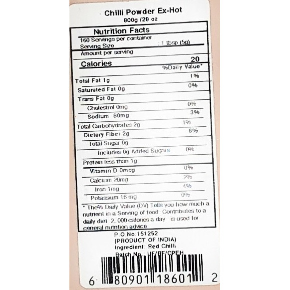 Rani Extra Hot Chilli Powder Indian Spice 28oz (800g) ~ All Natural, No Color added, Gluten Friendly | Vegan | NON-GMO | No Salt or fillers