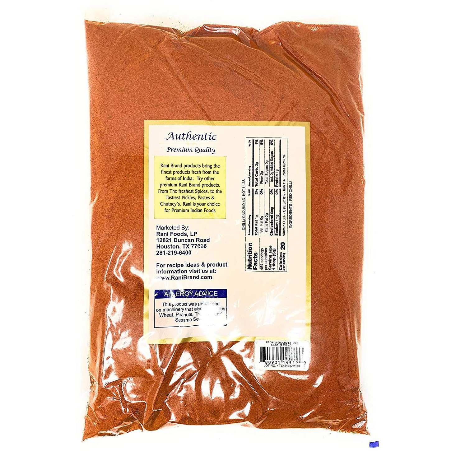 Rani Extra Hot Chilli Powder Indian Spice 5lbs (80oz) 2.27kg Bulk ~ All Natural, No Color added, Gluten Friendly | Vegan | NON-GMO | No Salt or fillers