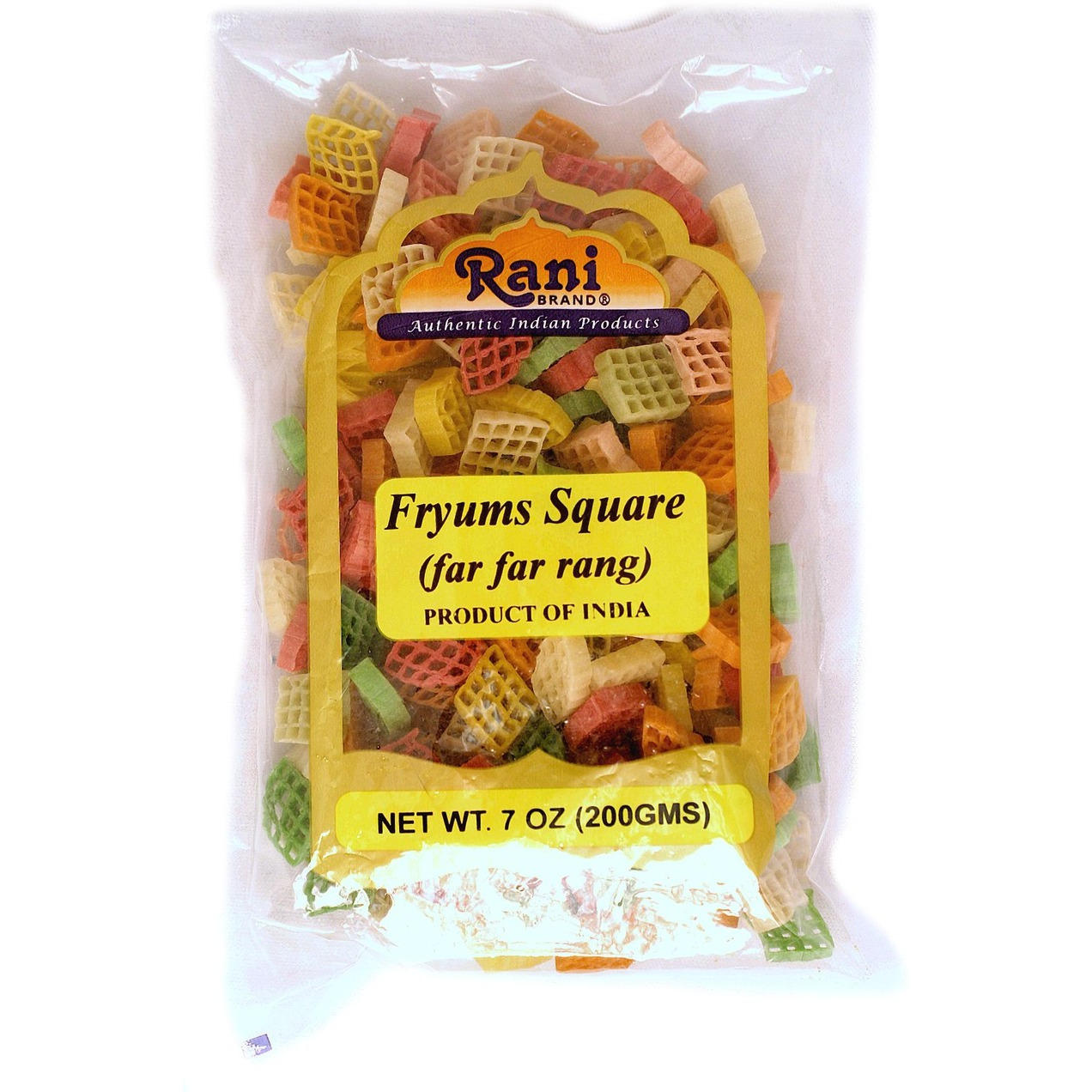 Rani Far Far / Fryums (Wheat & Tapioca Pellet) Square Shape 7oz (200g) ~ Vegan, Uncooked, Used to Make Papad, Bhungra / Chip Snack