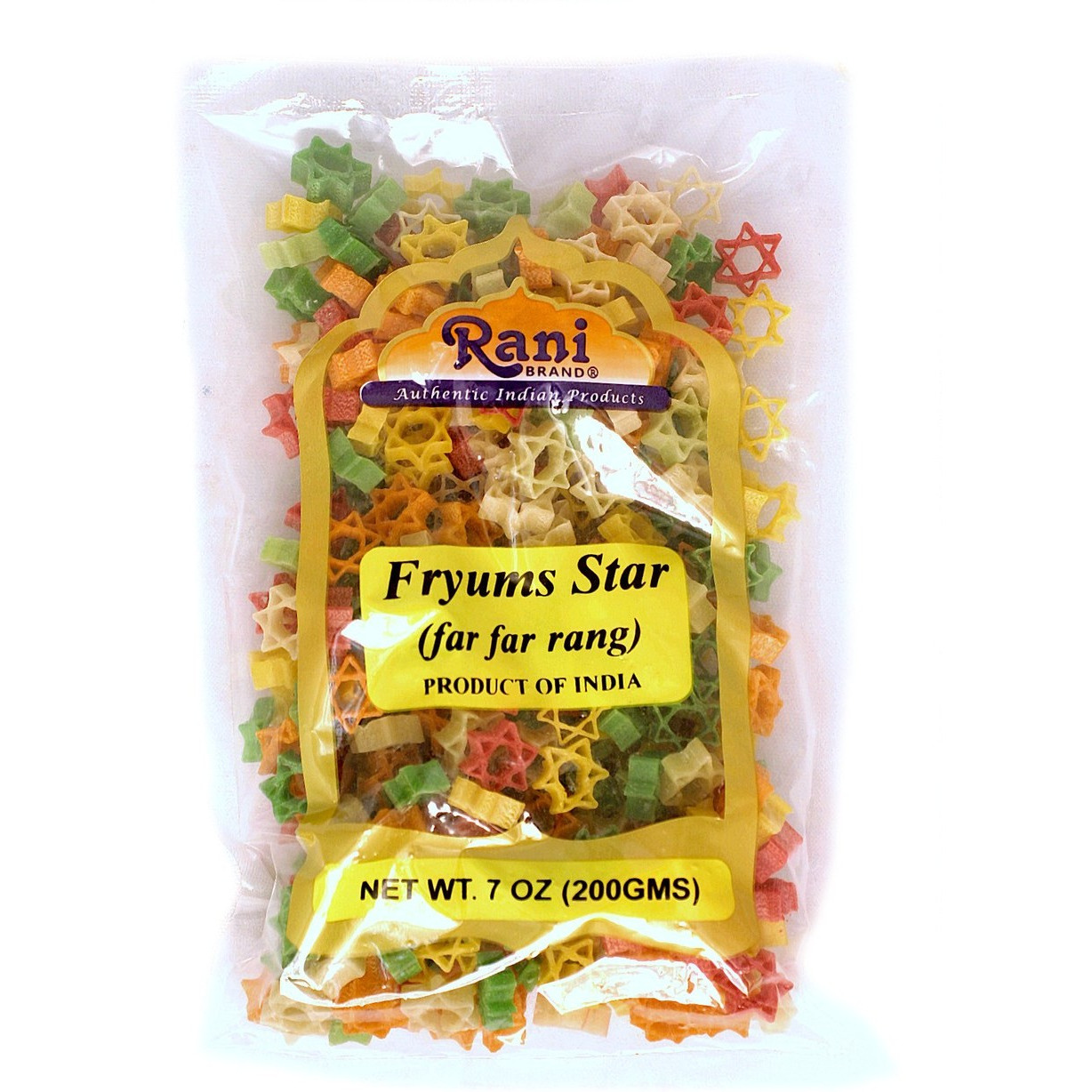 Rani Far Far / Fryums (Wheat & Tapioca Pellet) Star Shape 7oz (200g) ~ Vegan, Uncooked, Used to Make Papad, Bhungra / Chip Snack