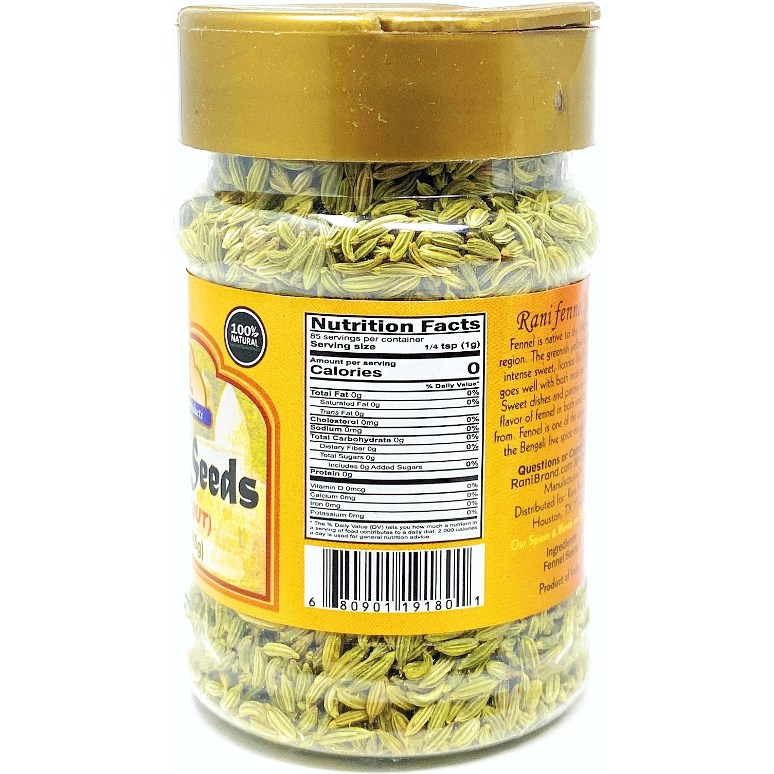 Rani Fennel Seeds (Saunf Sabut) Whole Spice 2.75oz (78g) All Natural ~ Gluten Friendly | NON-GMO | Vegan | Indian Origin