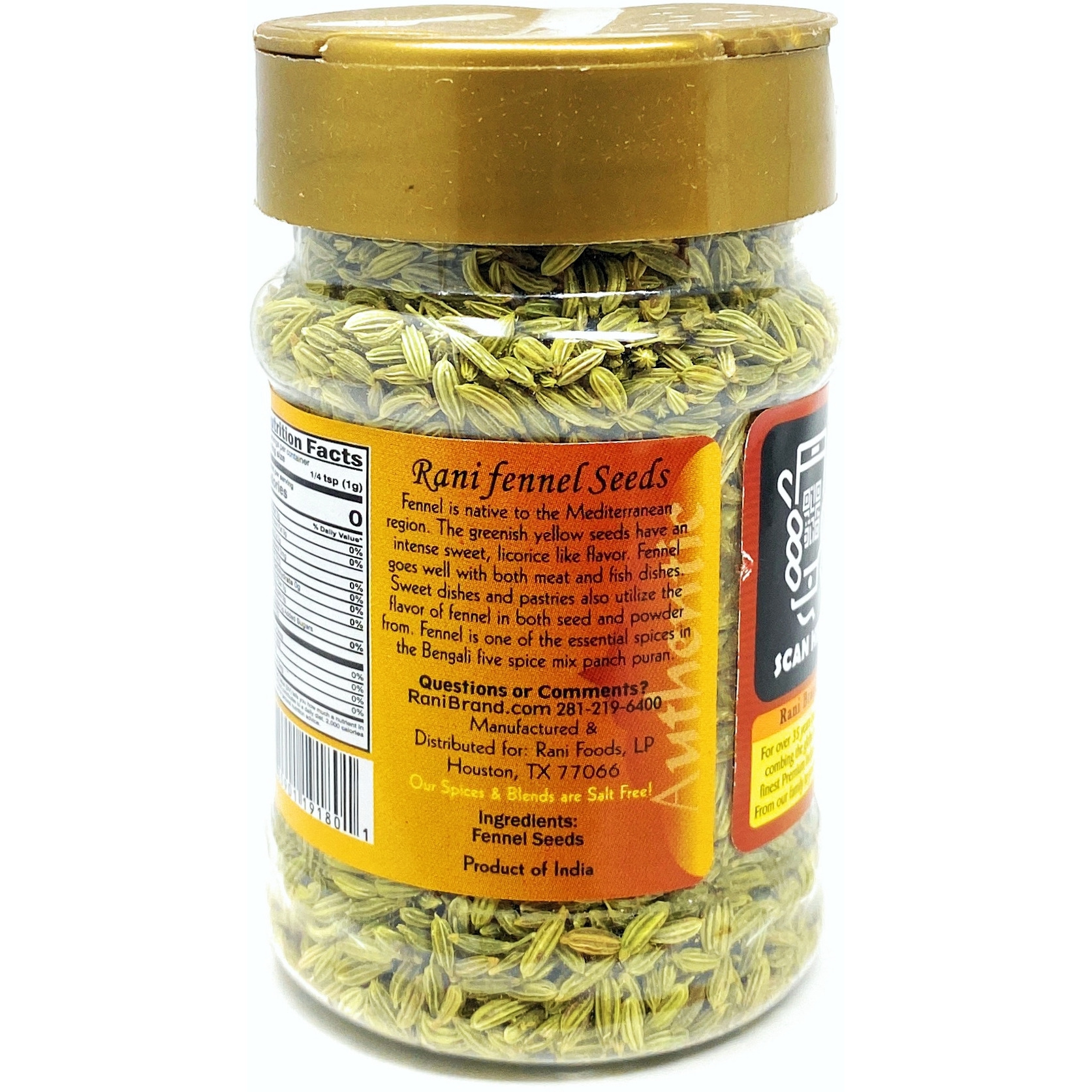 Rani Fennel Seeds (Saunf Sabut) Whole Spice 2.75oz (78g) All Natural ~ Gluten Friendly | NON-GMO | Vegan | Indian Origin