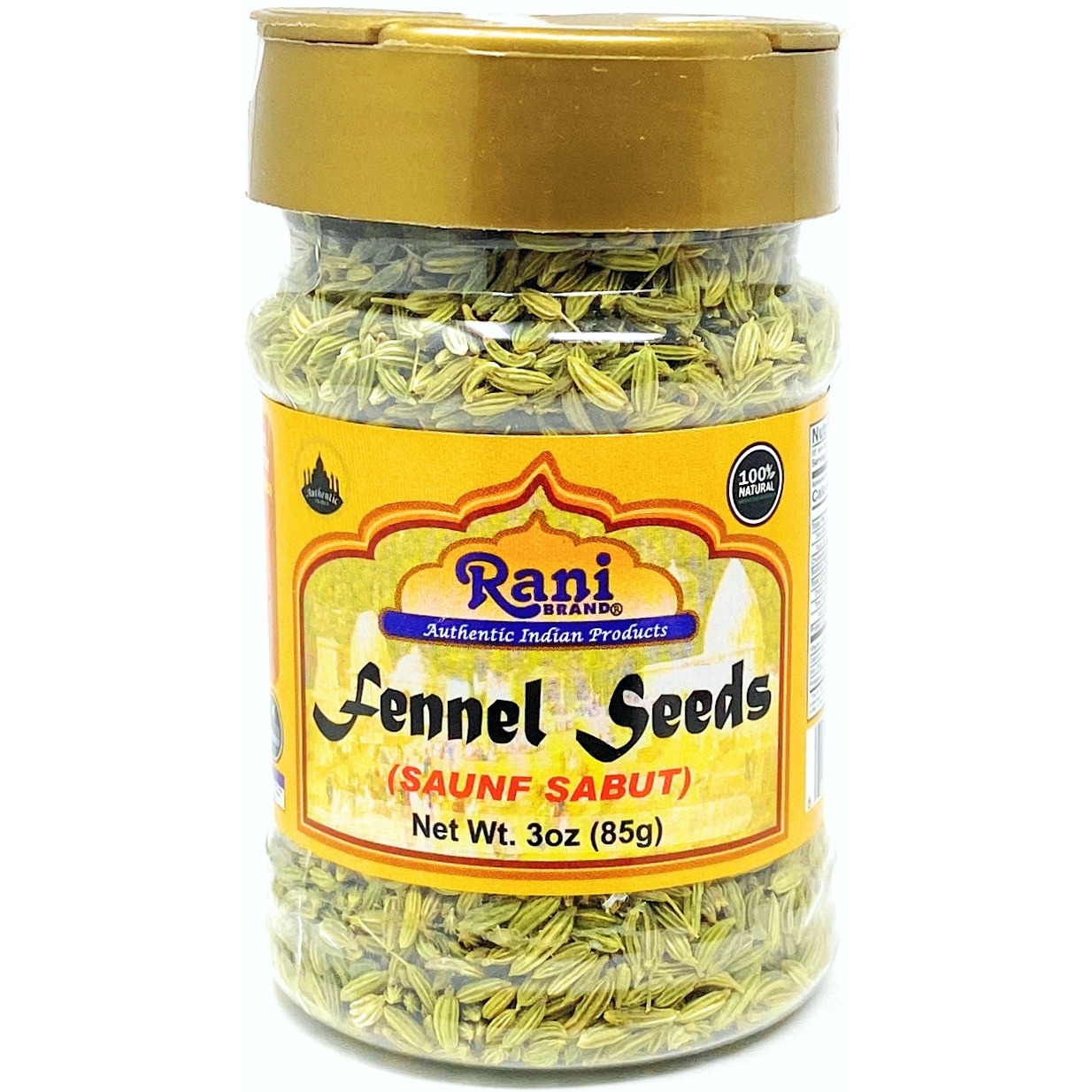 Rani Fennel Seeds (Saunf Sabut) Whole Spice 2.75oz (78g) All Natural ~ Gluten Friendly | NON-GMO | Vegan | Indian Origin