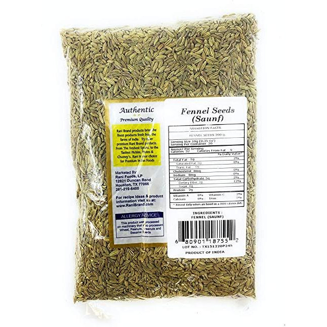Rani Fennel Seeds (Saunf Sabut) Whole Spice 7oz (200g) All Natural ~ Gluten Free Ingredients | NON-GMO | Vegan | Indian Origin