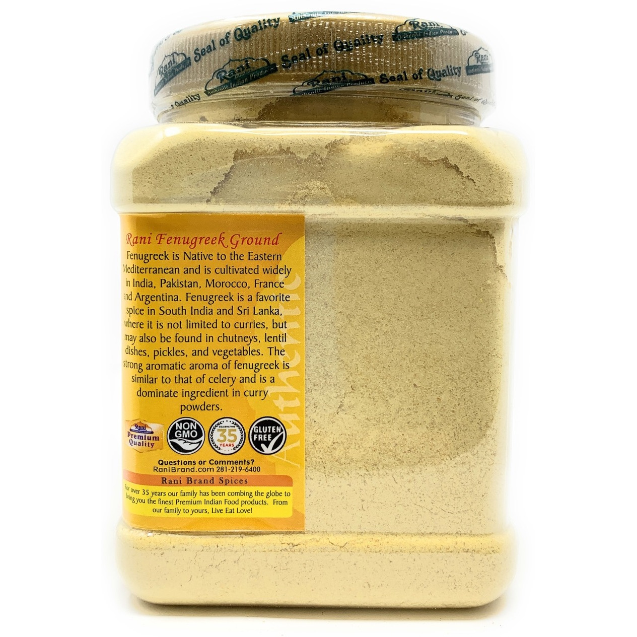 Rani Fenugreek (Methi) Seeds Ground Powder 16oz (454g) Trigonella foenum graecum | Gluten Friendly | Non-GMO (used in cooking & Ayurvedic spice)