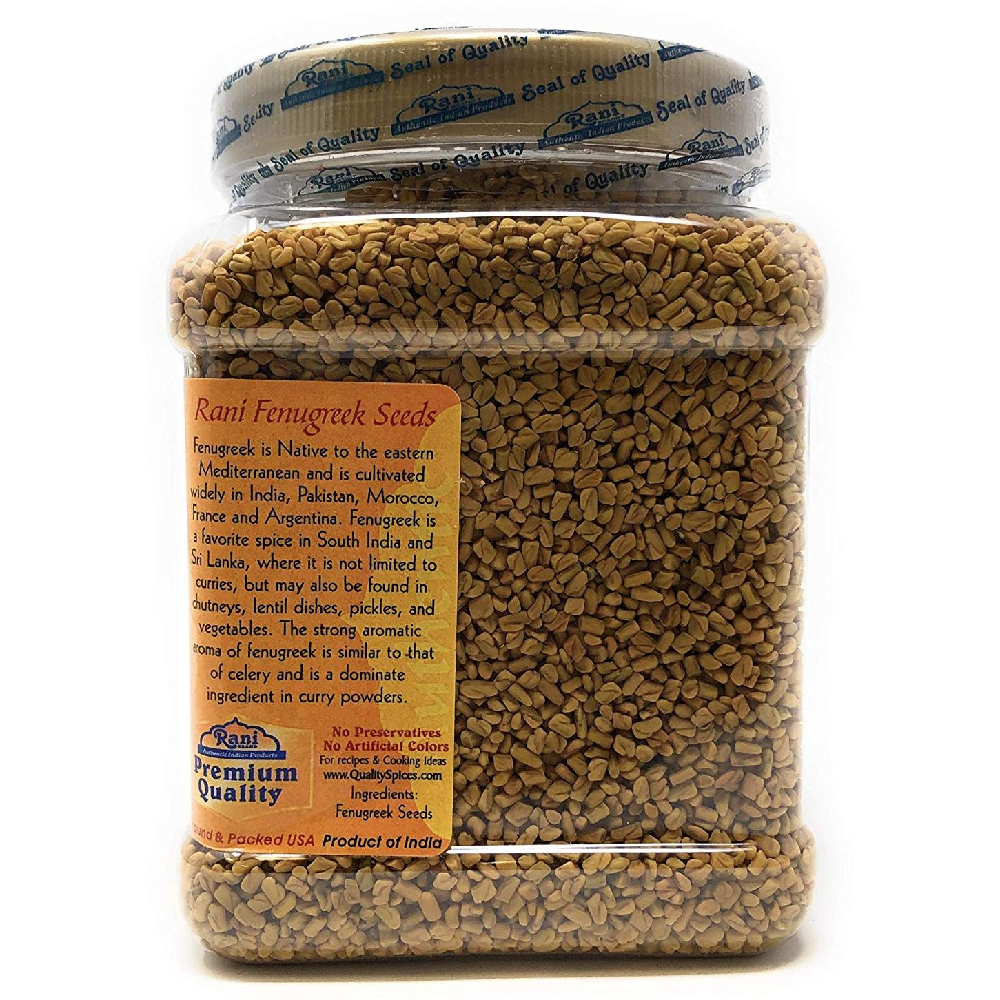 Rani Fenugreek (Methi) Seeds Whole 25oz (1.56lbs) 708g PET Jar, Trigonella foenum graecum ~ All Natural | Vegan | Gluten Friendly | Non-GMO | Indian Origin, used in cooking & Ayurvedic spice