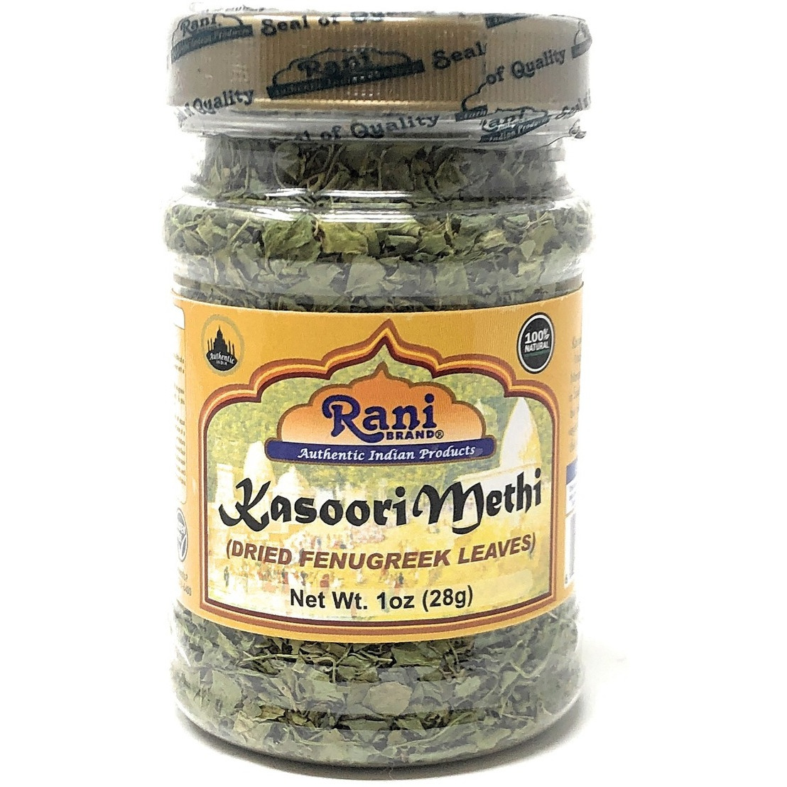 Rani Fenugreek Leaves Dried, All Natural (Kasoori Methi) 28g (1oz) ~ PET Jar | Gluten Friendly | NON-GMO ~ Vegan