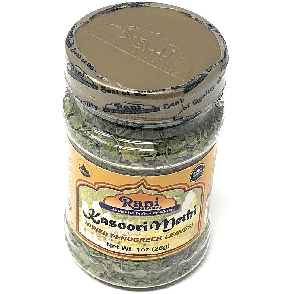 Rani Fenugreek Leaves Dried, All Natural (Kasoori Methi) 28g (1oz) ~ PET Jar | Gluten Friendly | NON-GMO ~ Vegan