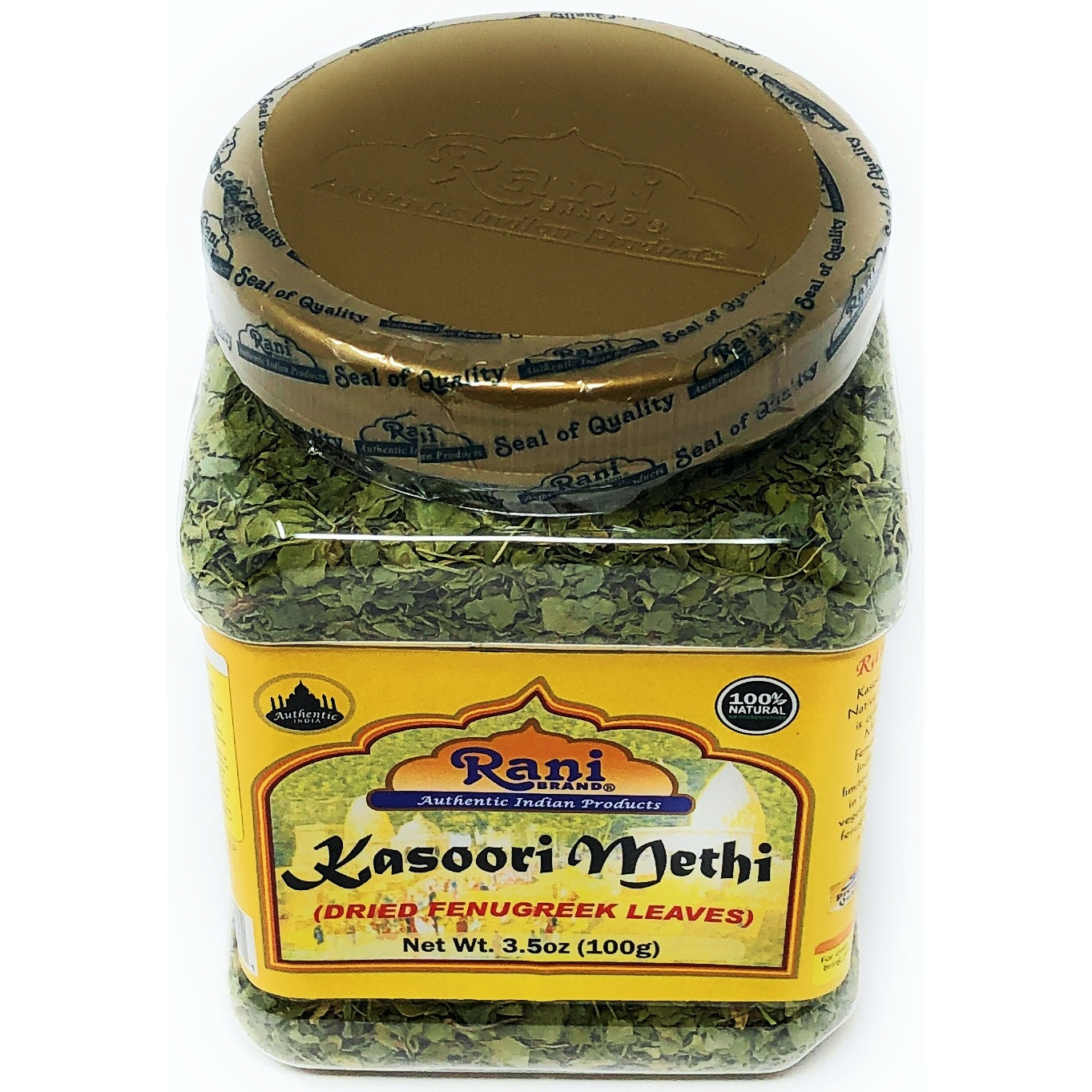 Rani Fenugreek Leaves Dried, All Natural (Kasoori Methi) 3.5oz (100g) PET Jar ~ All Natural | Gluten Friendly | Non-GMO | Vegan