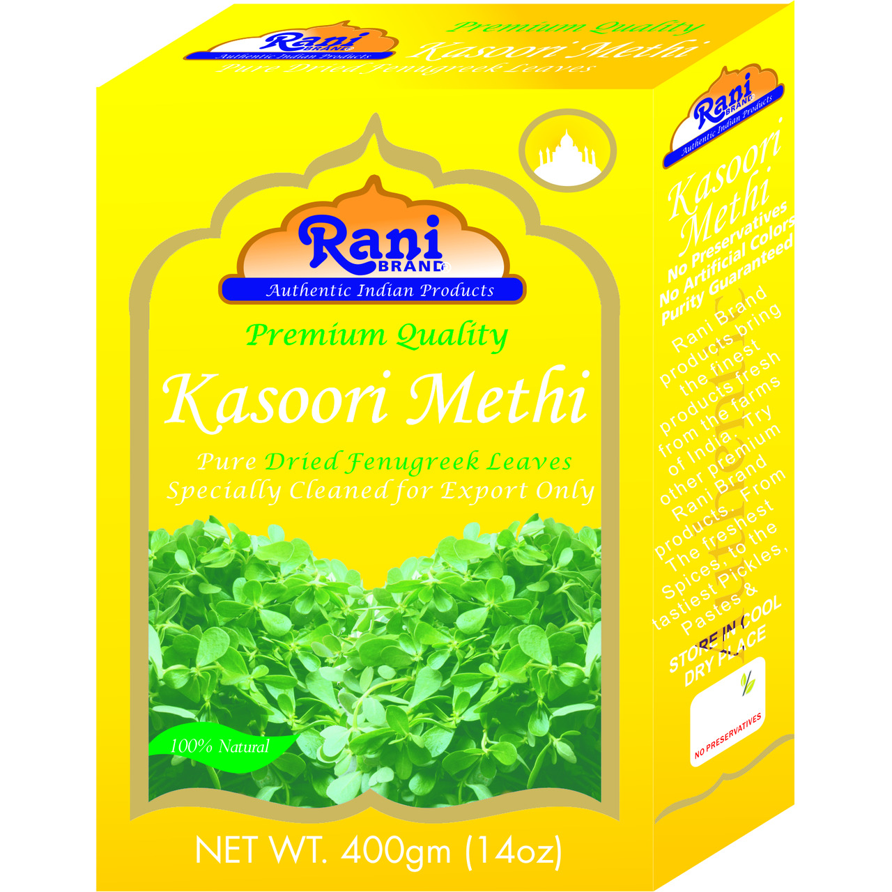 Rani Fenugreek Leaves Dried, All Natural (Kasoori Methi) 400g (14oz) ~ Gluten Free Ingredients | NON-GMO ~ Vegan