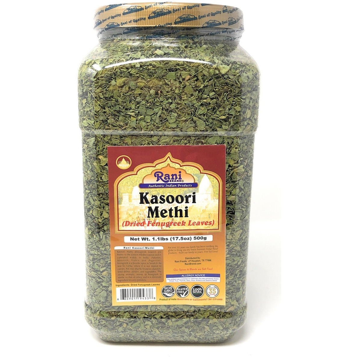 Rani Fenugreek Leaves Dried, All Natural (Kasoori Methi) 500g (17.5oz) ~ Gluten Friendly | NON-GMO ~ Vegan