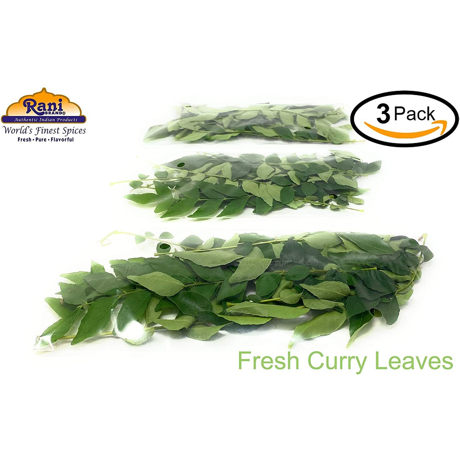 Rani Fresh Curry Leaves 3oz (Pack of 3 x 1oz) ~All Natural | Vegan | Gluten Friendly | NON-GMO