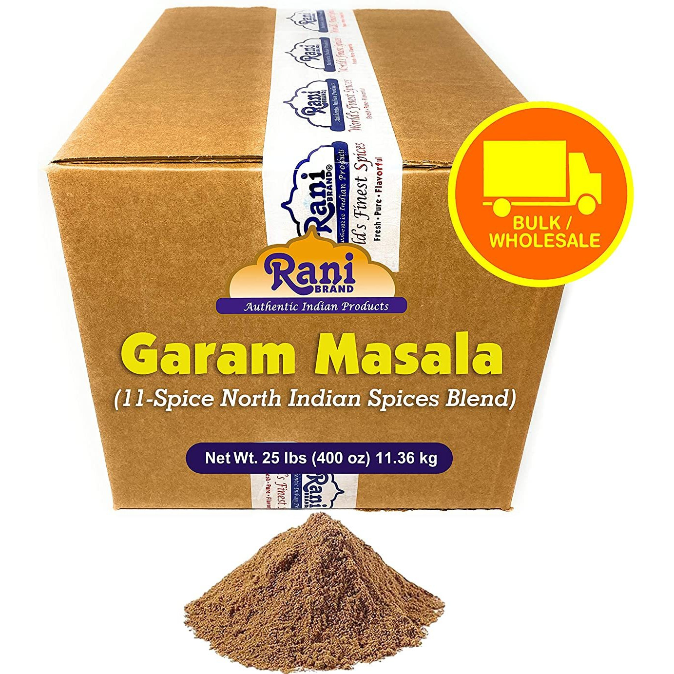 Rani Garam Masala Indian 11 Spice Blend 25 Pound (400 Ounce) 11.36kg ~ Bulk Box, Salt Free ~ All Natural | Vegan | Gluten Free Ingredients | NON-GMO | No Colors | Indian Origin