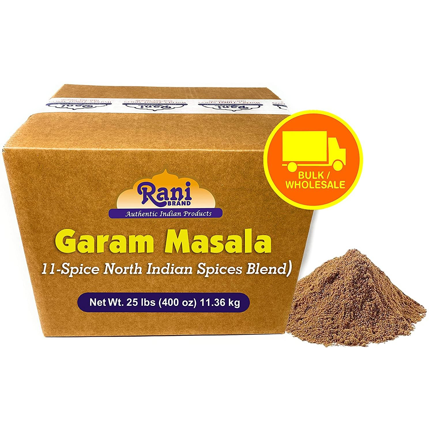 Rani Garam Masala Indian 11 Spice Blend 25 Pound (400 Ounce) 11.36kg ~ Bulk Box, Salt Free ~ All Natural | Vegan | Gluten Free Ingredients | NON-GMO | No Colors | Indian Origin