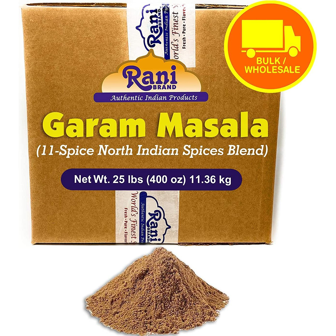 Rani Garam Masala Indian 11 Spice Blend 25 Pound (400 Ounce) 11.36kg ~ Bulk Box, Salt Free ~ All Natural | Vegan | Gluten Free Ingredients | NON-GMO | No Colors | Indian Origin