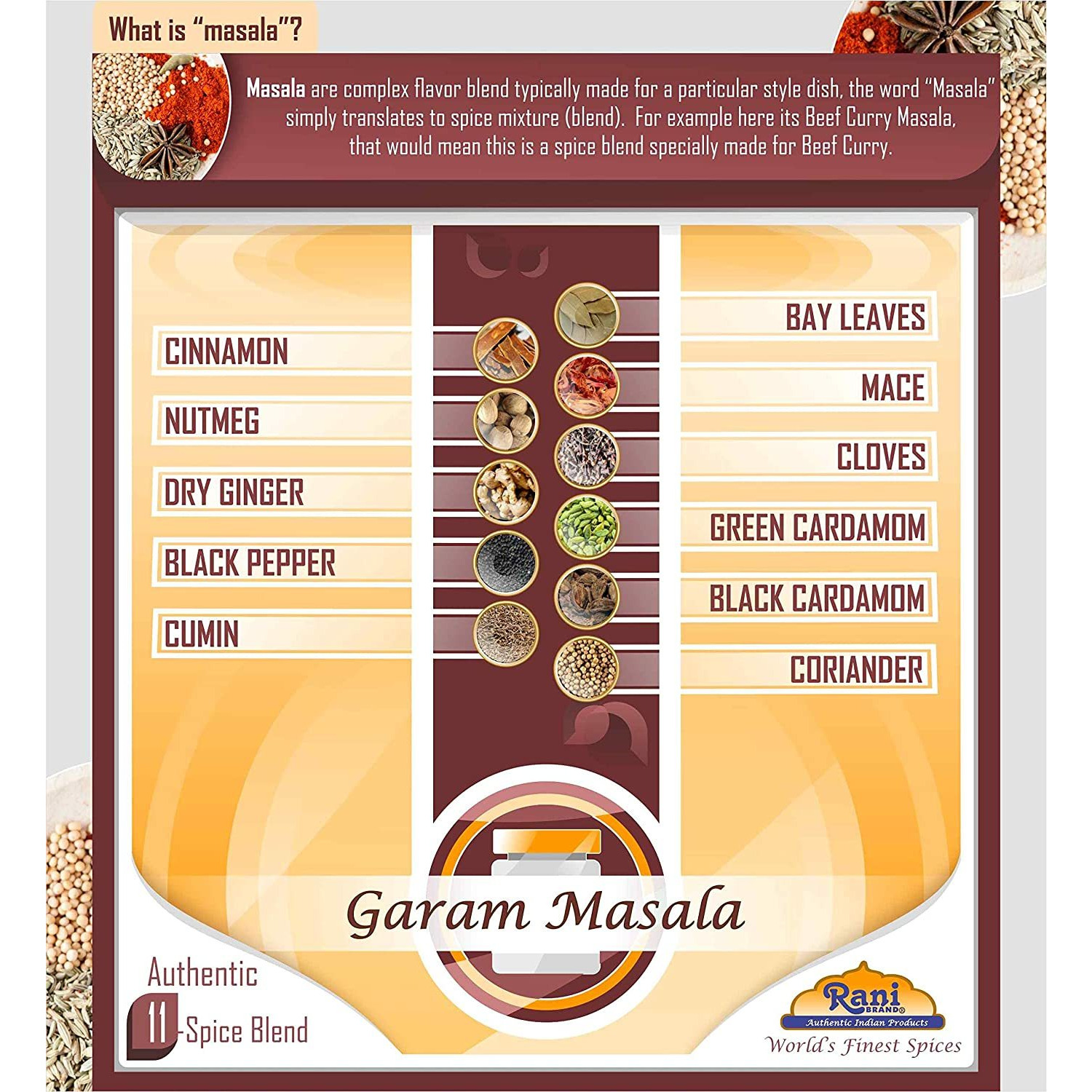 Rani Garam Masala Indian 11 Spice Blend 25 Pound (400 Ounce) 11.36kg ~ Bulk Box, Salt Free ~ All Natural | Vegan | Gluten Free Ingredients | NON-GMO | No Colors | Indian Origin