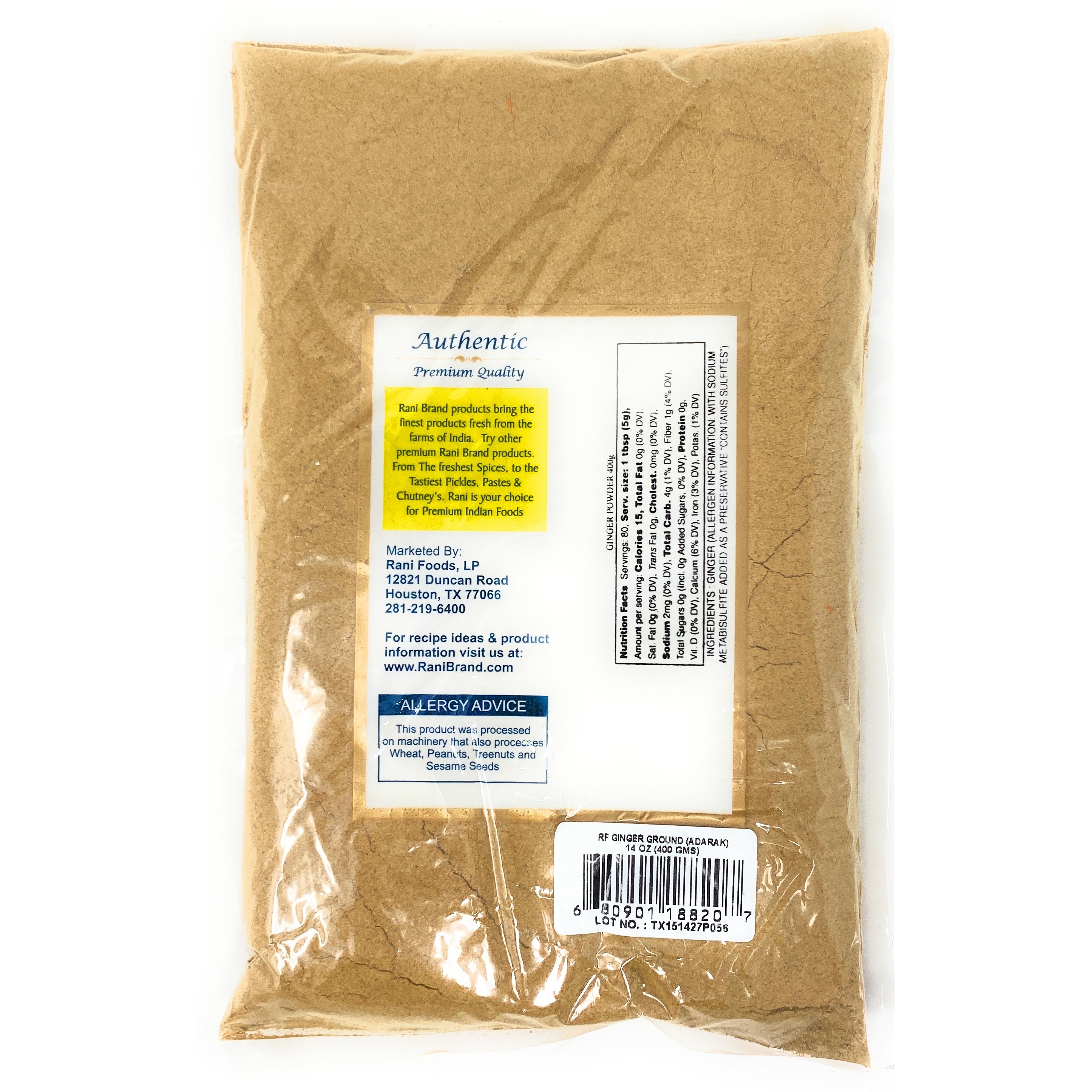Rani Ginger (Adarak) Powder Ground, Spice 14oz (400g) ~ Natural | Vegan | Gluten Free Ingredients | NON-GMO | Indian Origin
