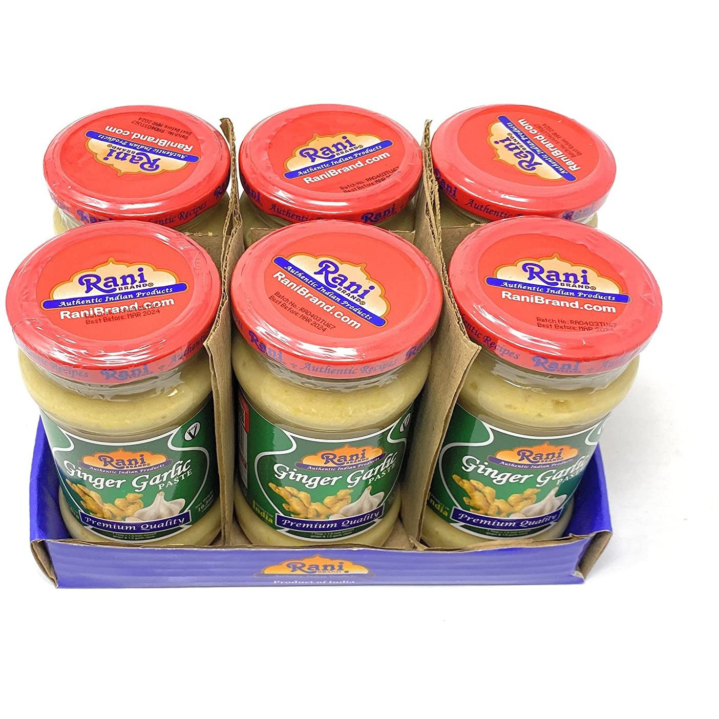 Rani Ginger-Garlic Cooking Paste 10.58oz (300g) ~ Pack of 6 ~ Vegan | Glass Jar | Gluten Free | NON-GMO | No Colors | Indian Origin