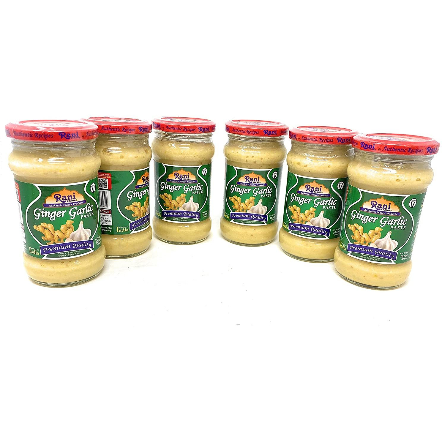 Rani Ginger-Garlic Cooking Paste 10.58oz (300g) ~ Pack of 6 ~ Vegan | Glass Jar | Gluten Free | NON-GMO | No Colors | Indian Origin