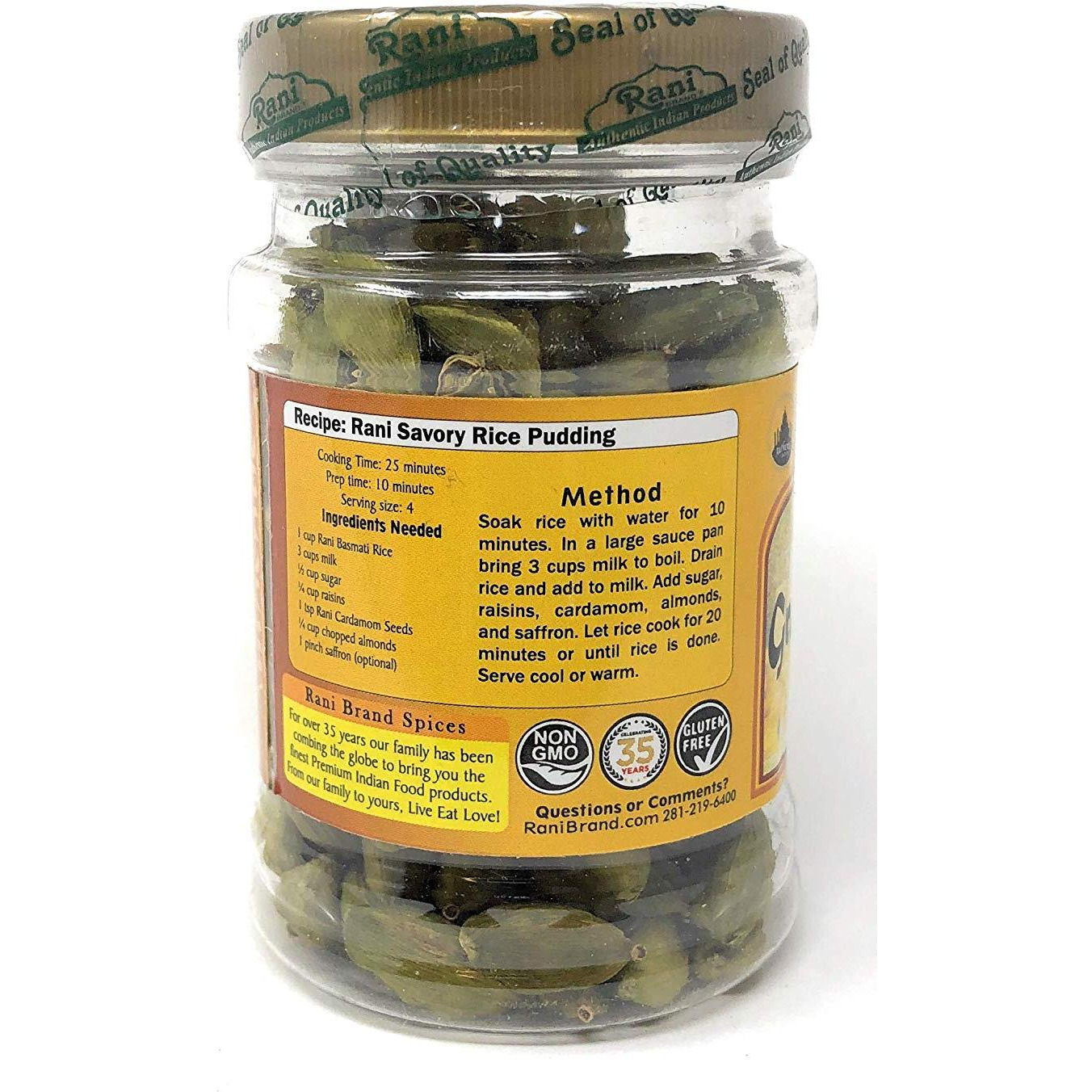 Rani Green Cardamom Pods Spice (Hari Elachi) 2oz (56gms) ~ Natural | Vegan | Gluten Free Ingredients | NON-GMO