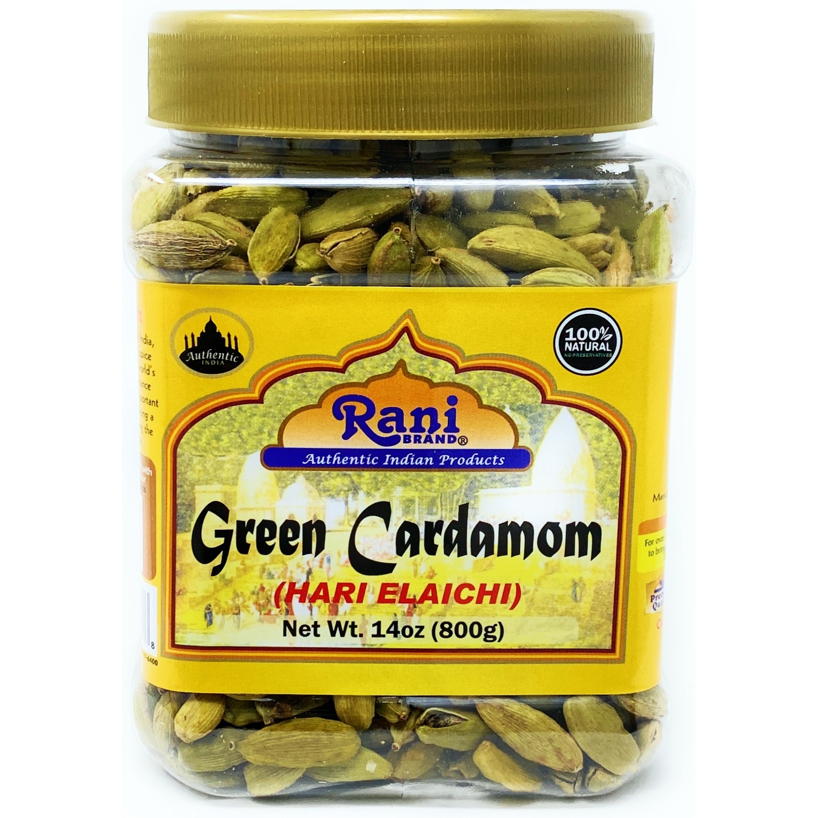 Rani Green Cardamom Pods Spice (Hari Elachi) 400g (14oz) PET Jar ~ Natural | Vegan | Gluten Friendly | NON-GMO