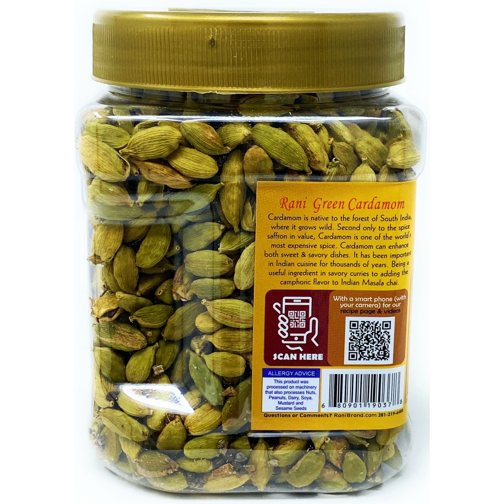 Rani Green Cardamom Pods Spice (Hari Elachi) 400g (14oz) PET Jar ~ Natural | Vegan | Gluten Friendly | NON-GMO