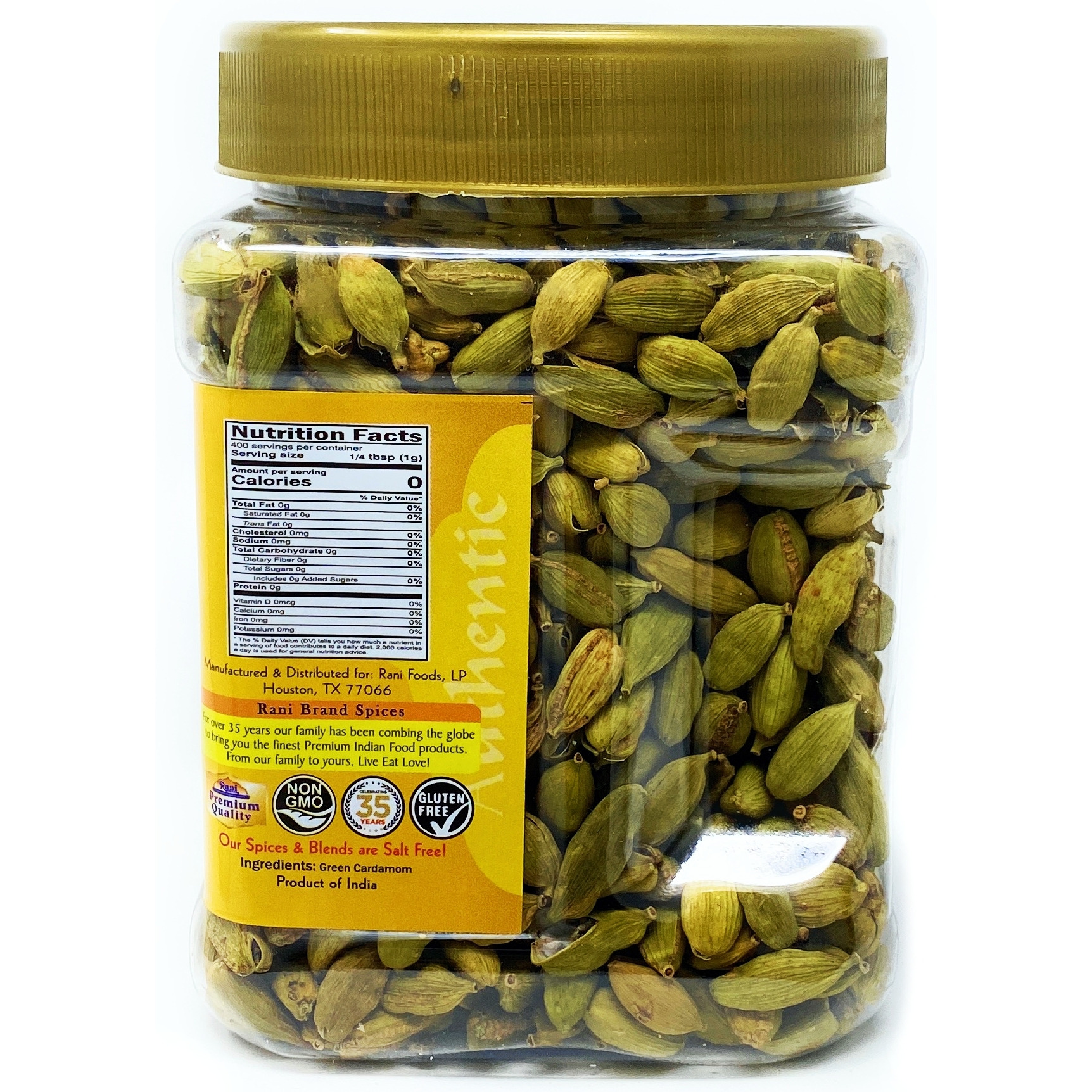 Rani Green Cardamom Pods Spice (Hari Elachi) 400g (14oz) PET Jar ~ Natural | Vegan | Gluten Friendly | NON-GMO