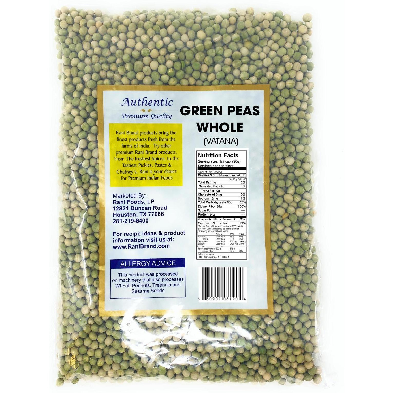 Rani Green Peas Whole, Dried (Vatana, Matar) 2lbs (32oz) ~ All Natural | Vegan | Gluten Friendly | Product of USA