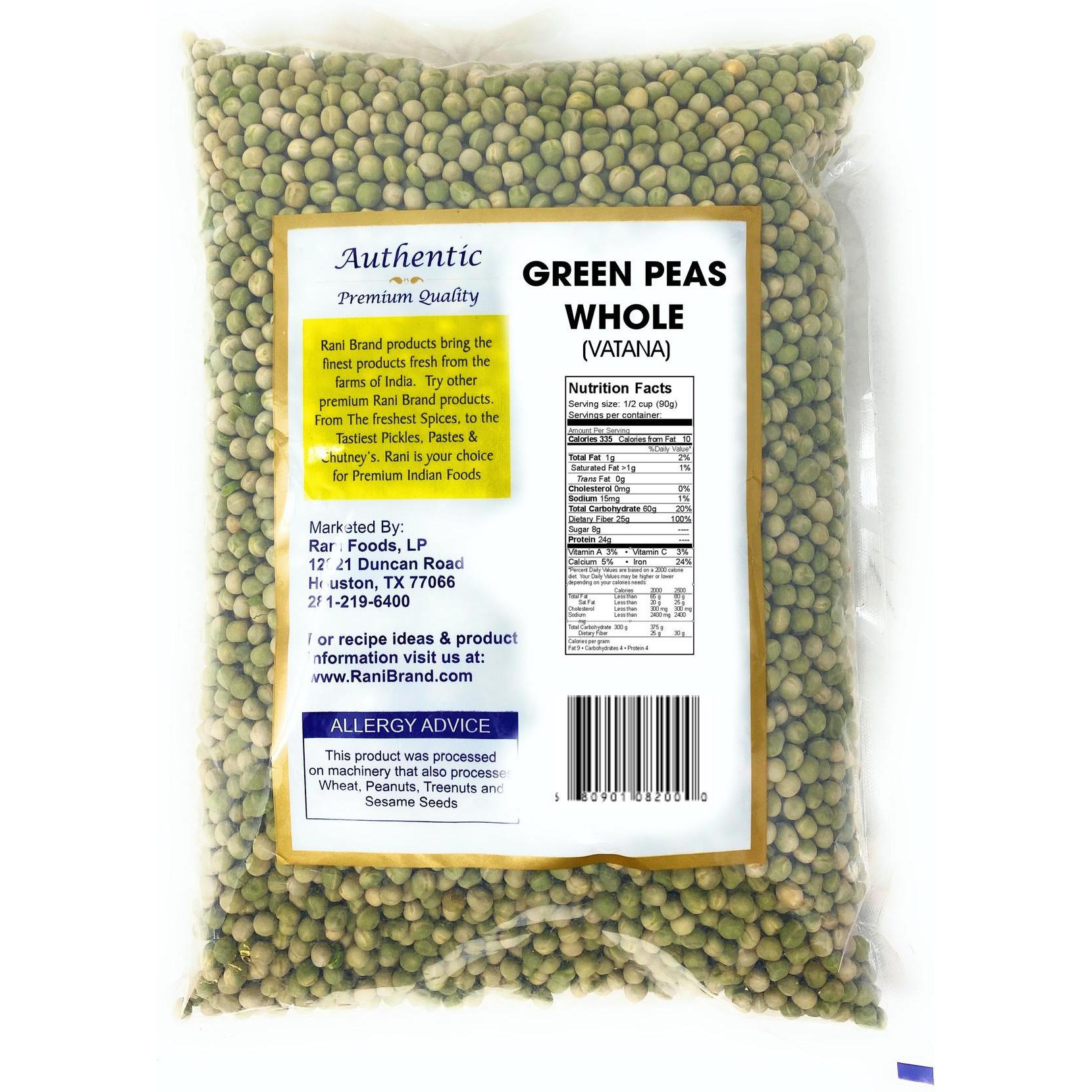 Rani Green Peas Whole, Dried (Vatana, Matar) 4lbs (64oz) ~ All Natural | Vegan | Gluten Friendly | Product of USA