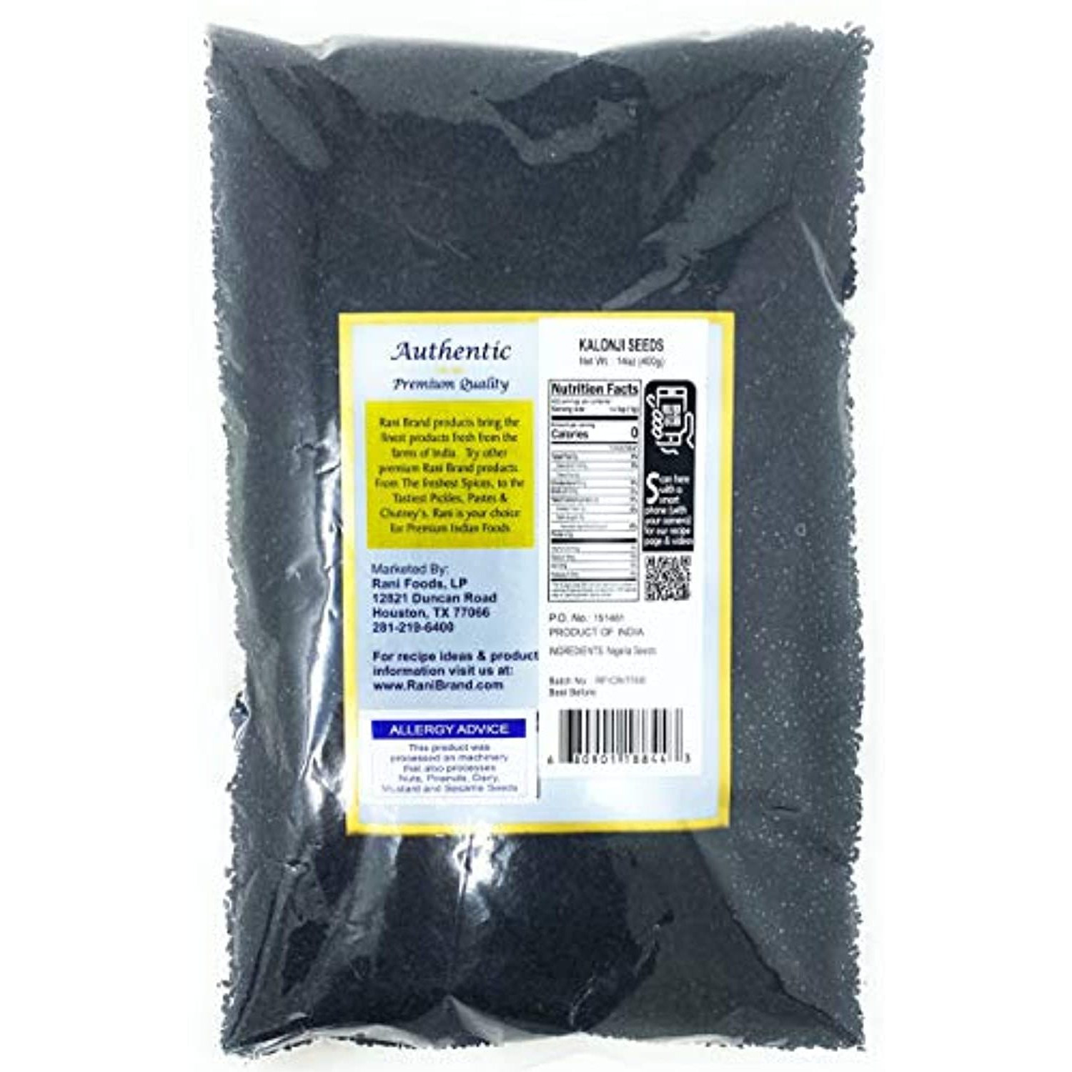 Rani Kalonji (Black Seed, Nigella Sativa, Black Cumin) Seeds 14oz (400g) All Natural ~ Gluten Friendly | NON-GMO | Vegan | Indian Origin