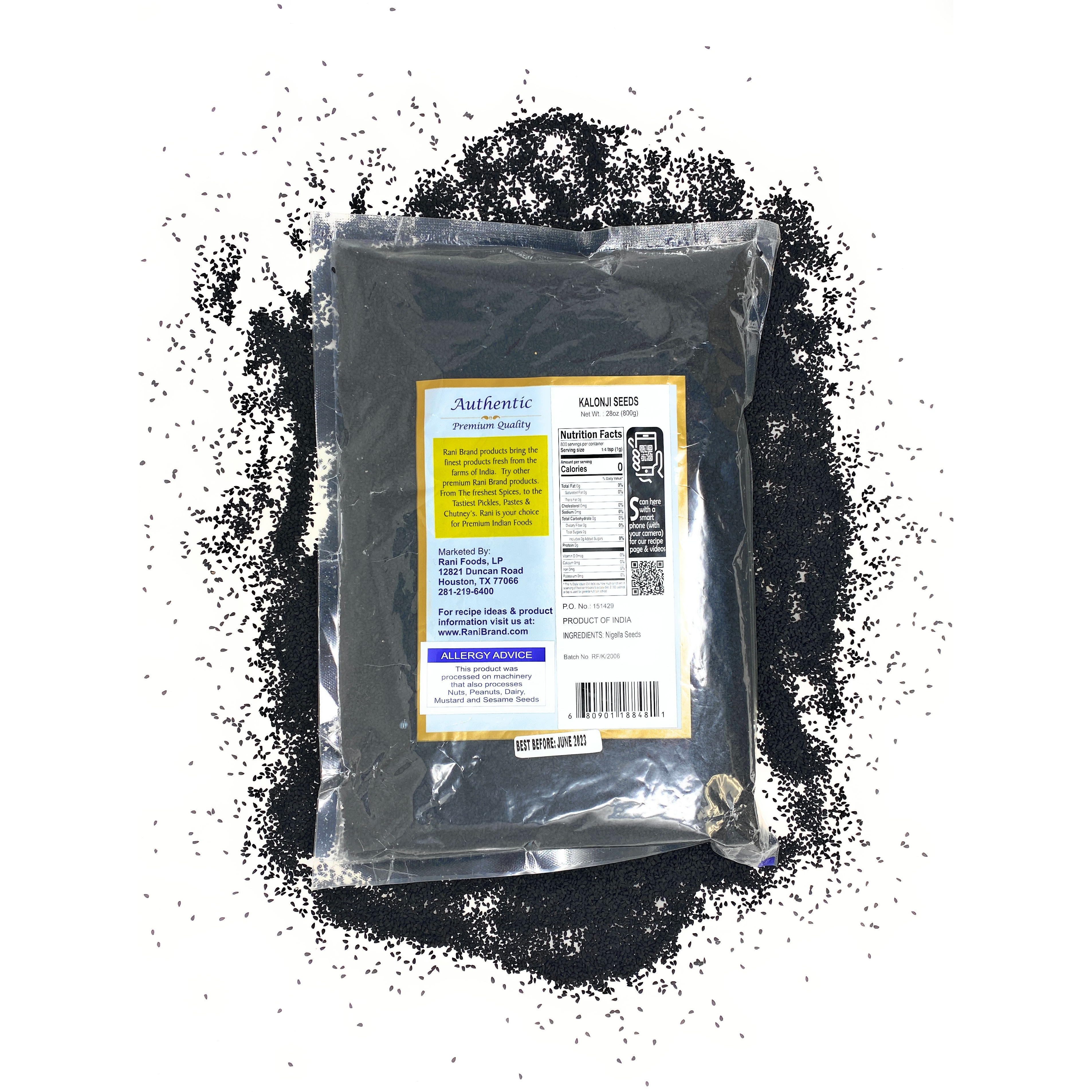 Rani Kalonji (Black Seed, Nigella Sativa, Black Cumin) Seeds 28oz (800g) All Natural ~ Gluten Friendly | NON-GMO | Vegan | Indian Origin