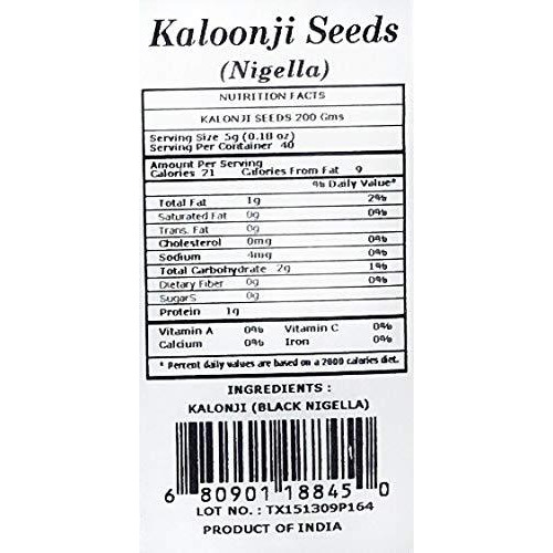 Rani Kalonji (Black Seed, Nigella Sativa, Black Cumin) Seeds 7oz (200g) All Natural ~ Gluten Free Ingredients | NON-GMO | Vegan | Indian Origin