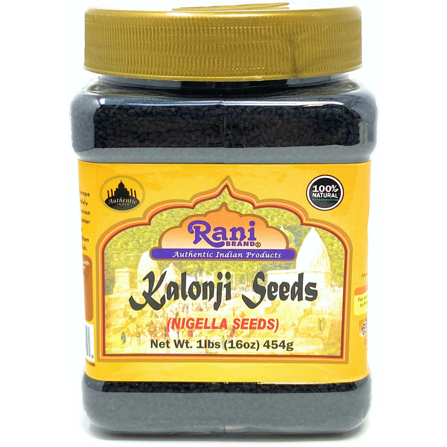 Rani Kalonji Seeds Whole (Black Seed, Nigella Sativa, Black Cumin) Spice 16oz (454g) PET Jar, All Natural ~ Gluten Friendly | NON-GMO | Vegan | Indian Origin