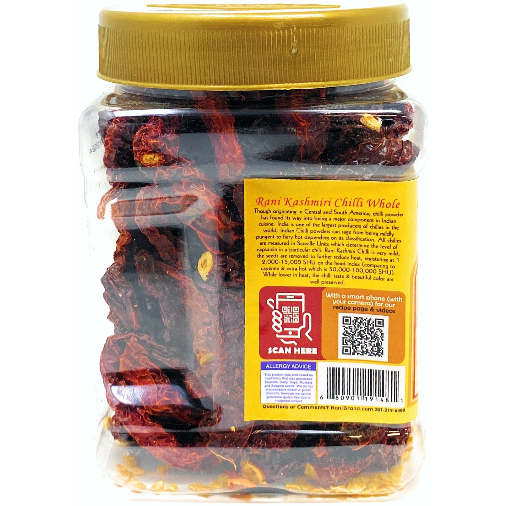 Rani Kashmiri Chilli (Deggi Mirch, Low Heat) Whole Indian Spice 5oz (141g) PET Jar ~ All Natural, Salt-Free | Vegan | No Colors | Gluten Friendly | NON-GMO | Indian Origin